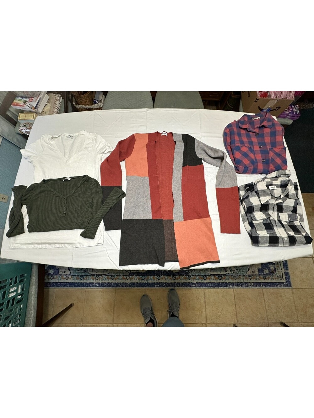 Amalli Talli Lot Flannels t-shirt Cardigan TALL S/M Black White Color Combo